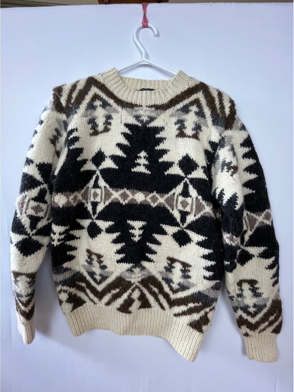 Vintage 90's Britches Hand Knit Wool Sweater Aztec Western Cowichan Style Mens M